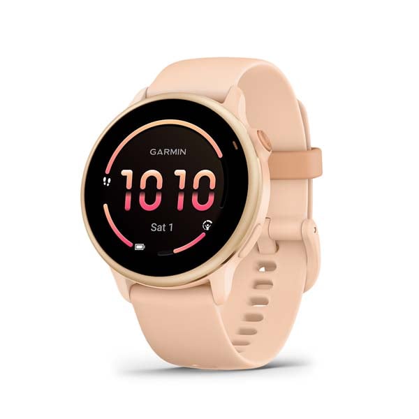 Garmin vΓvoactive 6 smartwatch, Metallic Pink Dawn with Pink Dawn band
